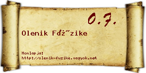 Olenik Füzike névjegykártya